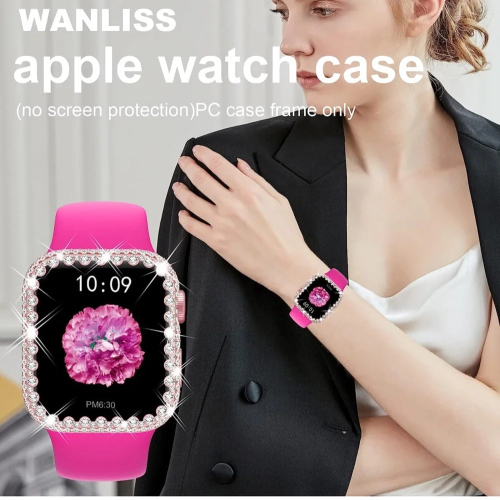 2 Pack Bling Lace Case Compatible with for Apple Watch Case 41mm Series 7